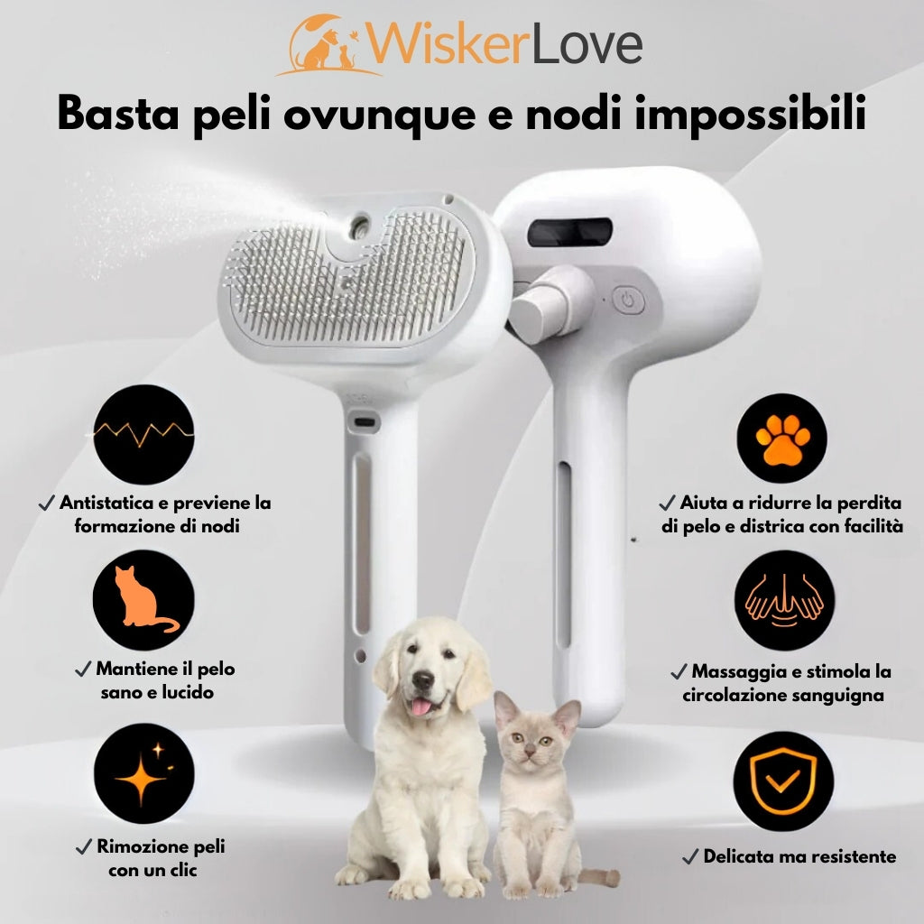 WiskerLove™ SteamPet | Spazzola a Vapore