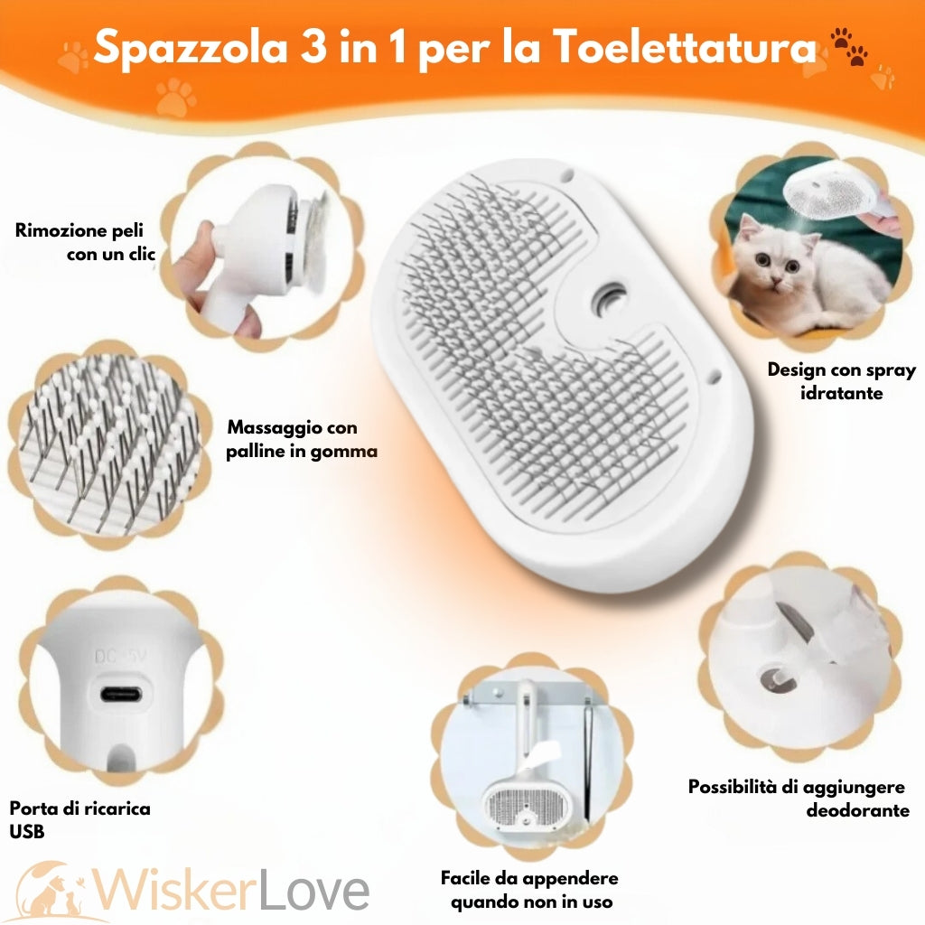 WiskerLove™ SteamPet | Spazzola a Vapore